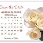 Savethedate1 White Rose Save the Date Calendar Card