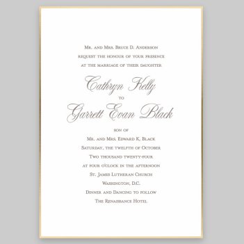 Gold Silhouette Wedding Invitation Card - Raised Ink