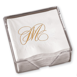 Gold Flourish Beverage Napkins with Holder