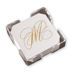 Gold Flourish Coasters with CrystalClear Holder