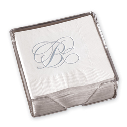 Silver Flourish Beverage Napkins with Holder
