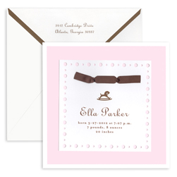 Pink Happy Horsie Birth Announcement Cards