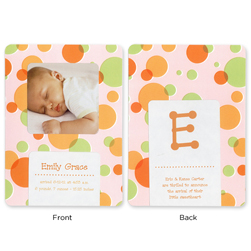 Pink Bubbles Photograph Announcement Cards