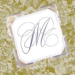 Silver Flourish Coasters with CrystalClear Holder