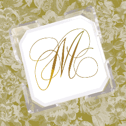 Gold Flourish Coasters with CrystalClear Holder