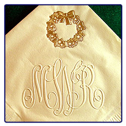 Wreath Napkin with Monogram