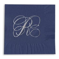 Navy Flourish Napkins