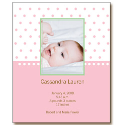 Pink Polka Dots Birth Announcement Cards