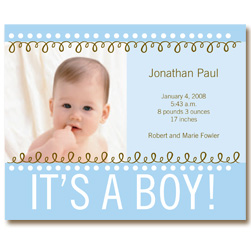 Its A Boy Birth Announcement Cards