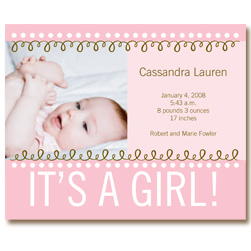 Its A Girl Birth Announcement Cards