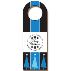 Moonlight Christmas Trees Wine Tags