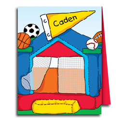 Sports Fan Bouncy House Note Cards