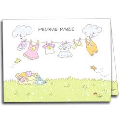 Little Girl's Clothesline Note Cards