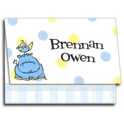 Hippo Birdie Baby Boy Note Cards