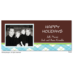 Chocolate Argyle Christmas Digital Photo Announcement Cards