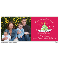 Scallop-Style Christmas Tree Digital Photo Announcement Cards