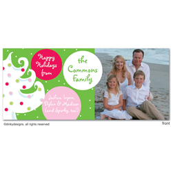 Green - White Christmas Digital Photo Announcement Cards