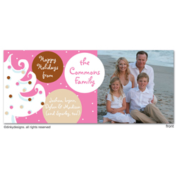 Pink - White Christmas Digital Photo Announcement Cards