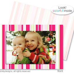 Poinsettia Pinstripes Folded Photo Cards