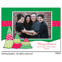 Christmas Tree Row Digital Photo Announcement Cards