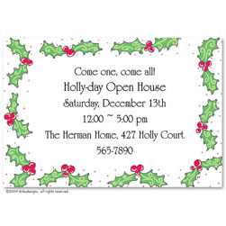 Holly Berry Christmas Invitation Cards
