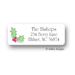 Holly Berry Chritsmas Return Address Labels
