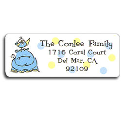 Hippo Birdie Baby Boy Return Address Labels