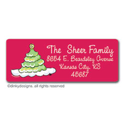 Scallop - Style Christmas Tree Return Address Labels