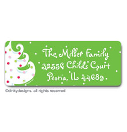 Green - White Christmas Return Address Labels