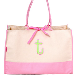 Pink & Green Initial Box Tote