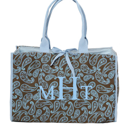 Blue Vintage Plaid Box Tote