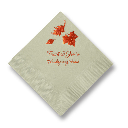 Leaves Foil Pressed Thanksgiving Napkins by giftsin24.com