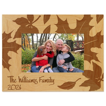 Engraved solid wood picture frame celebrates autumn memories