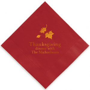 Personalize our Autumn Napkin to create beautiful Thanksgiving Day Napkins.