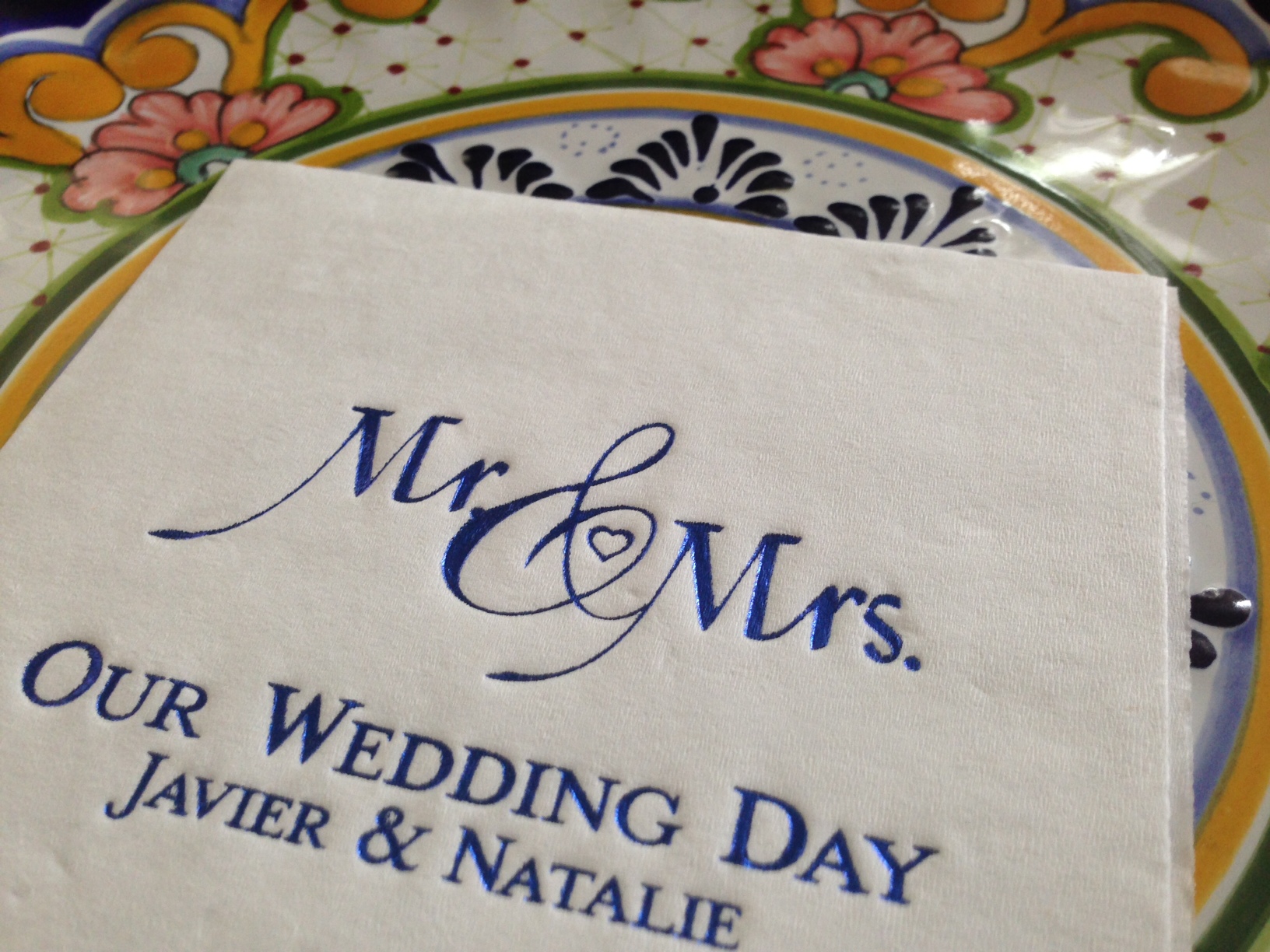 Nuptial Napkin with Mr & Mrs artwork ships in 24 hours