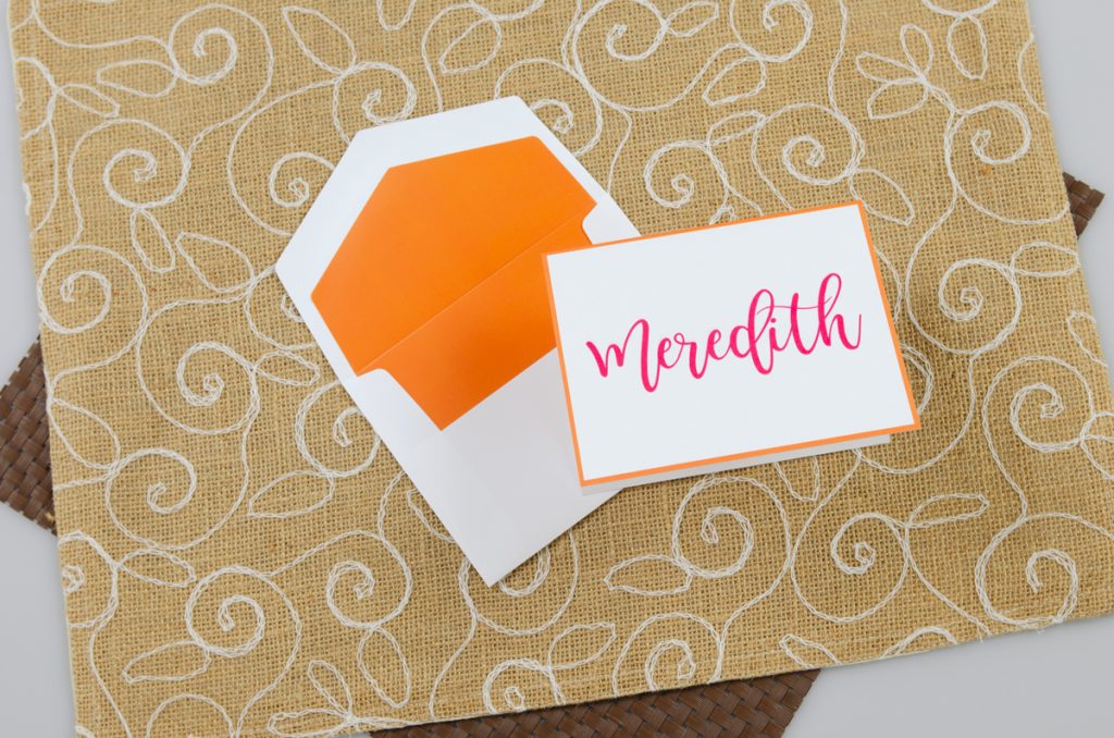 Radiant Note featuring our new orange lining envelope option 