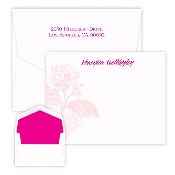 Pink Botanical Card - Raised Ink