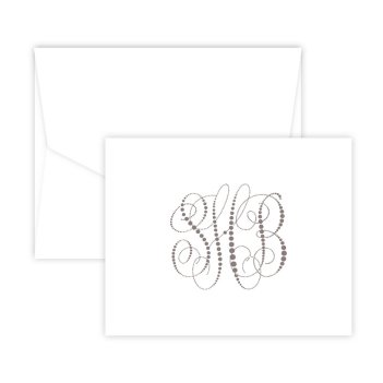 Pearl String Monogram Note - Digital Print - Fairfax Stationery