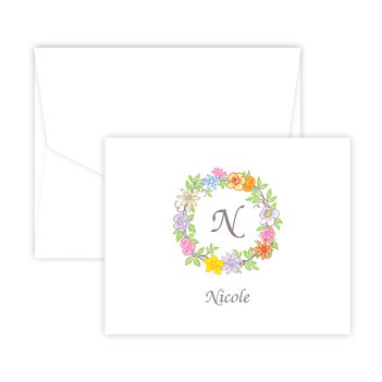 Floral Wreath Note - Digital Print - Fairfax Stationery