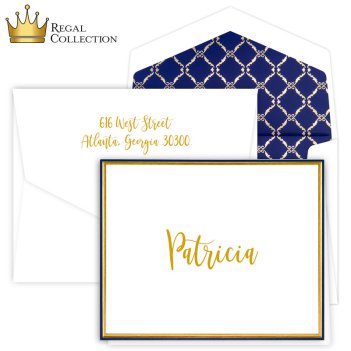 Regal Collection - Gold - Navy Minuet Note - Raised Ink