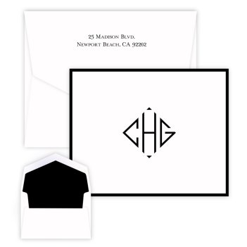 Diamond Monogram Note - Raised Ink