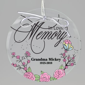 Butterfly Rose Memorial Keepsake Printed Ornament