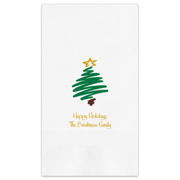 Festive Christmas Tree Guest Towel - Printed
