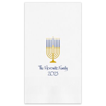 Hanukkah Menorah Guest Towel - Printed