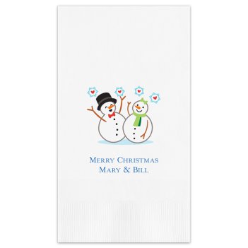 Snowman Couple Guest Towel - Printed