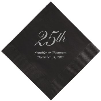 25th Wedding Anniversary Napkin - Foil-Pressed