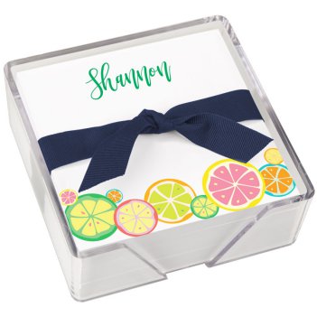 Botanical Fruit Memo Square - White with holder