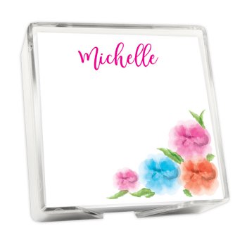 Spring Bouquet Memo Square - White with holder