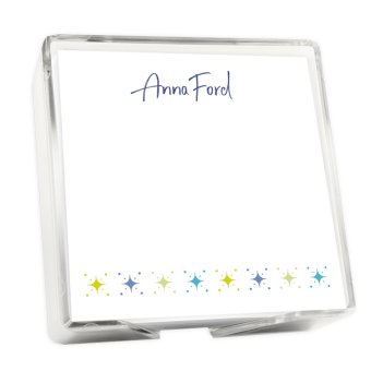 Starry Night Memo Square - White with holder