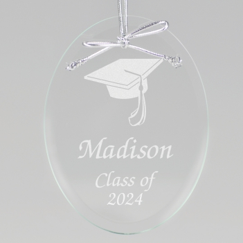 Graduation Cap Keepsake Ornament - Oval